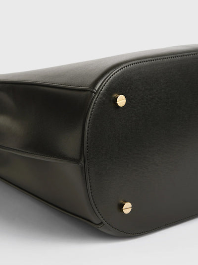 Belted Leather Bucket Bag (Bark)