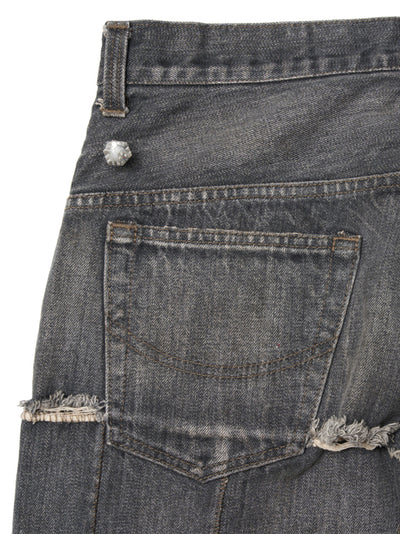 Frankenstein Cutting Denim Pants Black