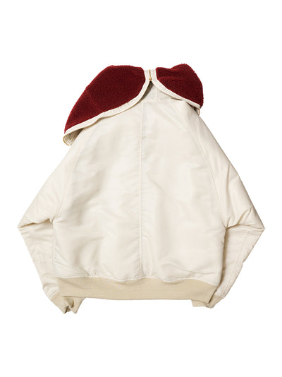 Petal Mouth Hood Bomber Jacket Ivory