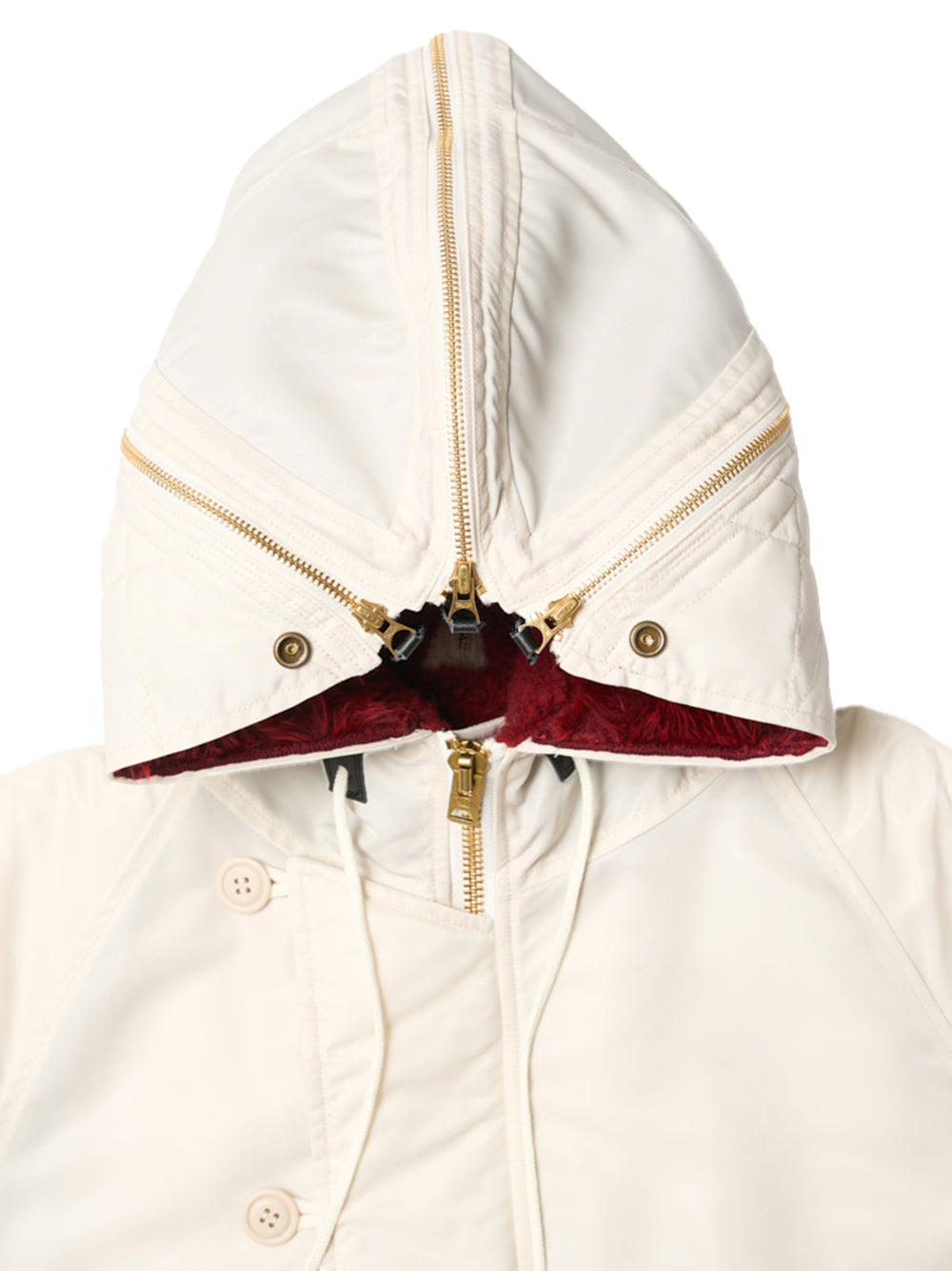 Petal Mouth Hood Bomber Jacket Ivory