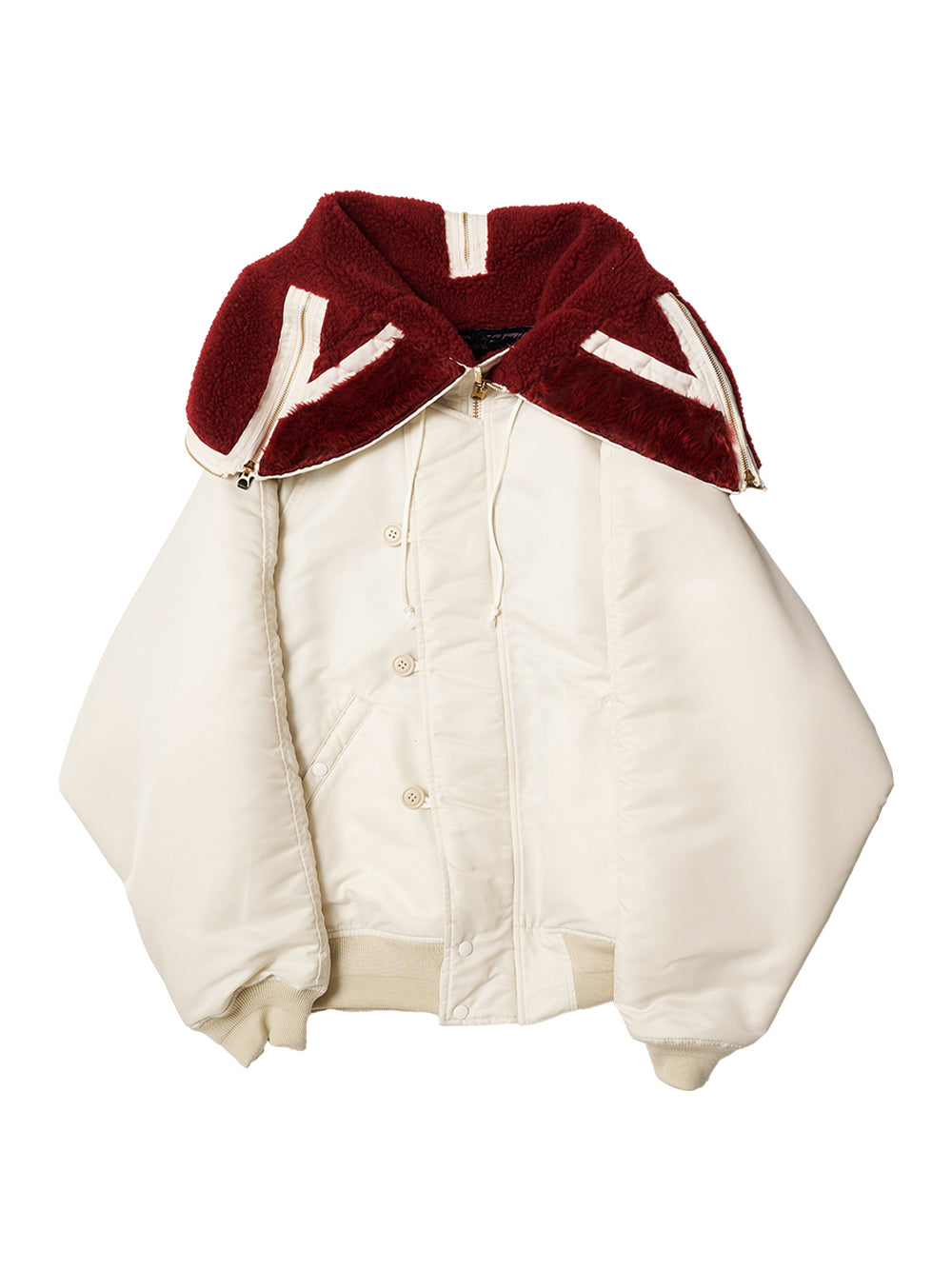 Petal Mouth Hood Bomber Jacket Ivory