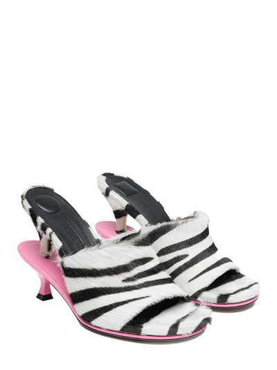 Les Doubles Mules Black And White Zebra