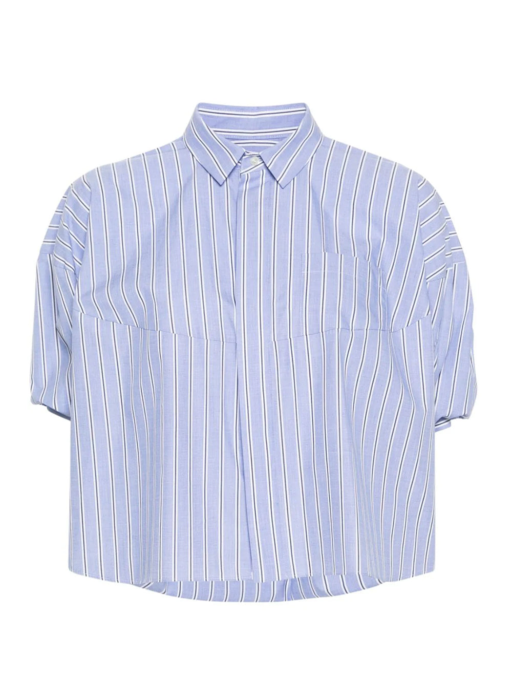Cotton Poplin Shirt L/Blue Stripe