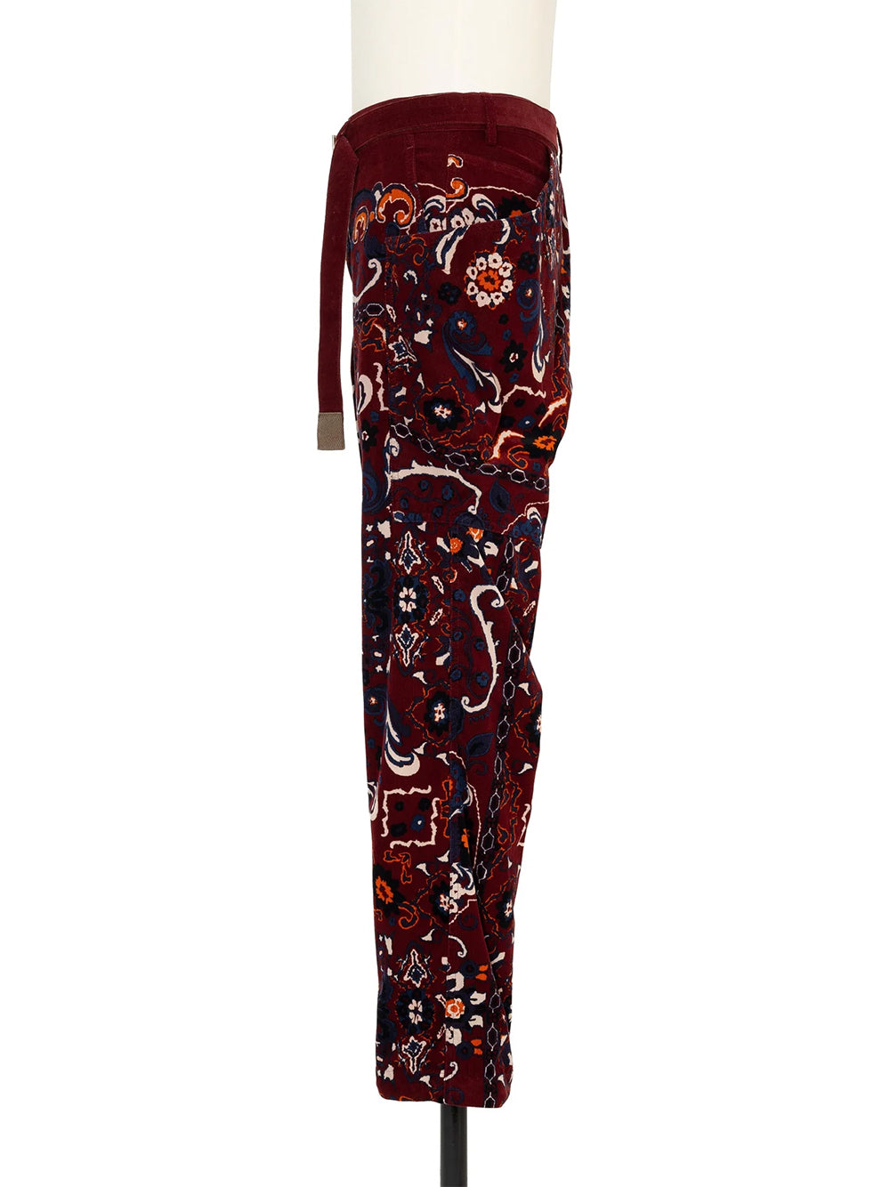 Floral Print Corduroy Pants Bordeaux