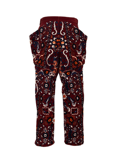 Floral Print Corduroy Pants Bordeaux