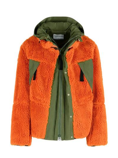 Faux Shearling Blouson Orange X Khaki