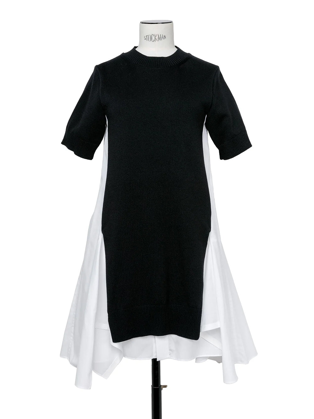 Cotton Poplinxknit Dress Black X Off White