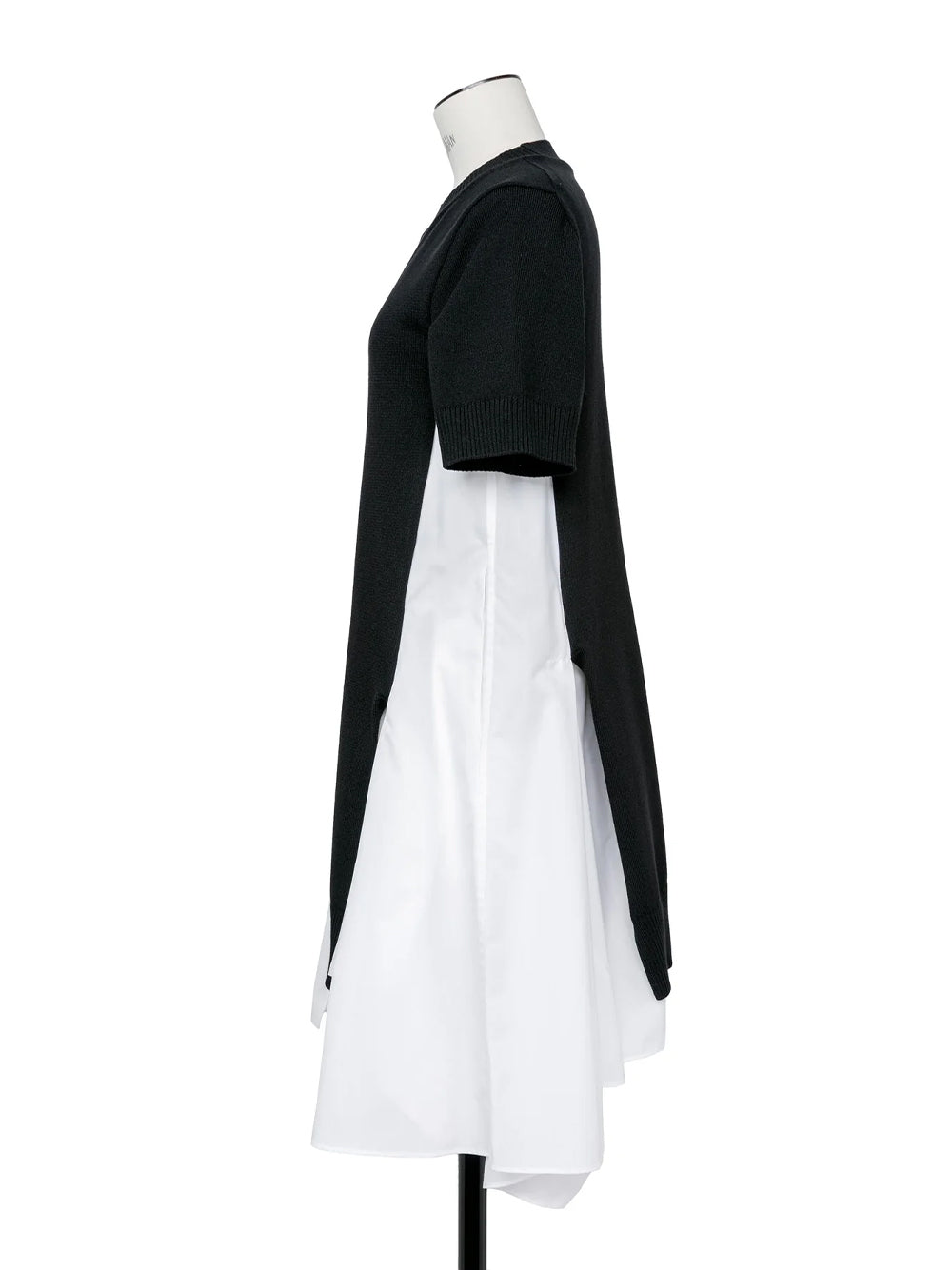 Cotton Poplinxknit Dress Black X Off White