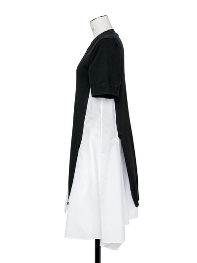 Cotton Poplinxknit Dress Black X Off White