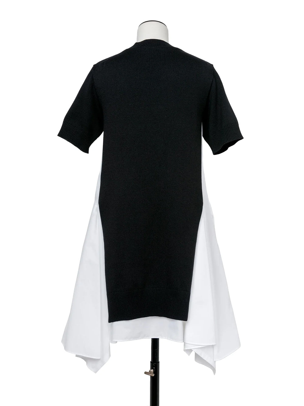Cotton Poplinxknit Dress Black X Off White