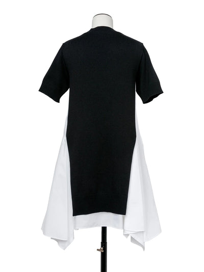 Cotton Poplinxknit Dress Black X Off White