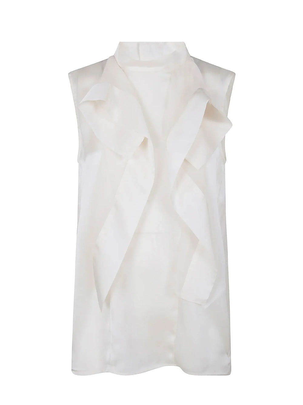 Satin X Chiffon Pullover Off White