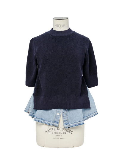 Denim X Knit Pullover Navy × L/Blue