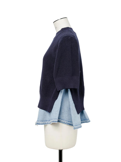 Denim X Knit Pullover Navy × L/Blue