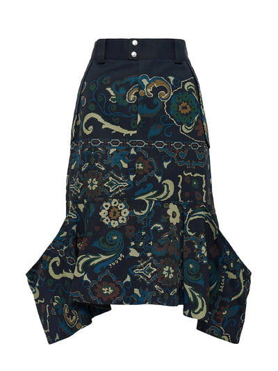 Floral Print Skirt Navy