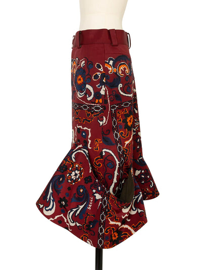 Floral Print Skirt Bordeaux