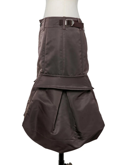 Nylon Twill Skirt Brown