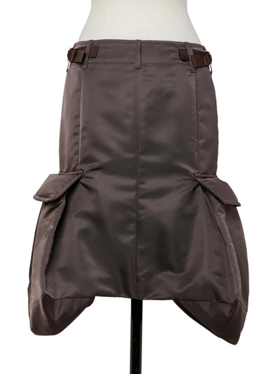 Nylon Twill Skirt Brown
