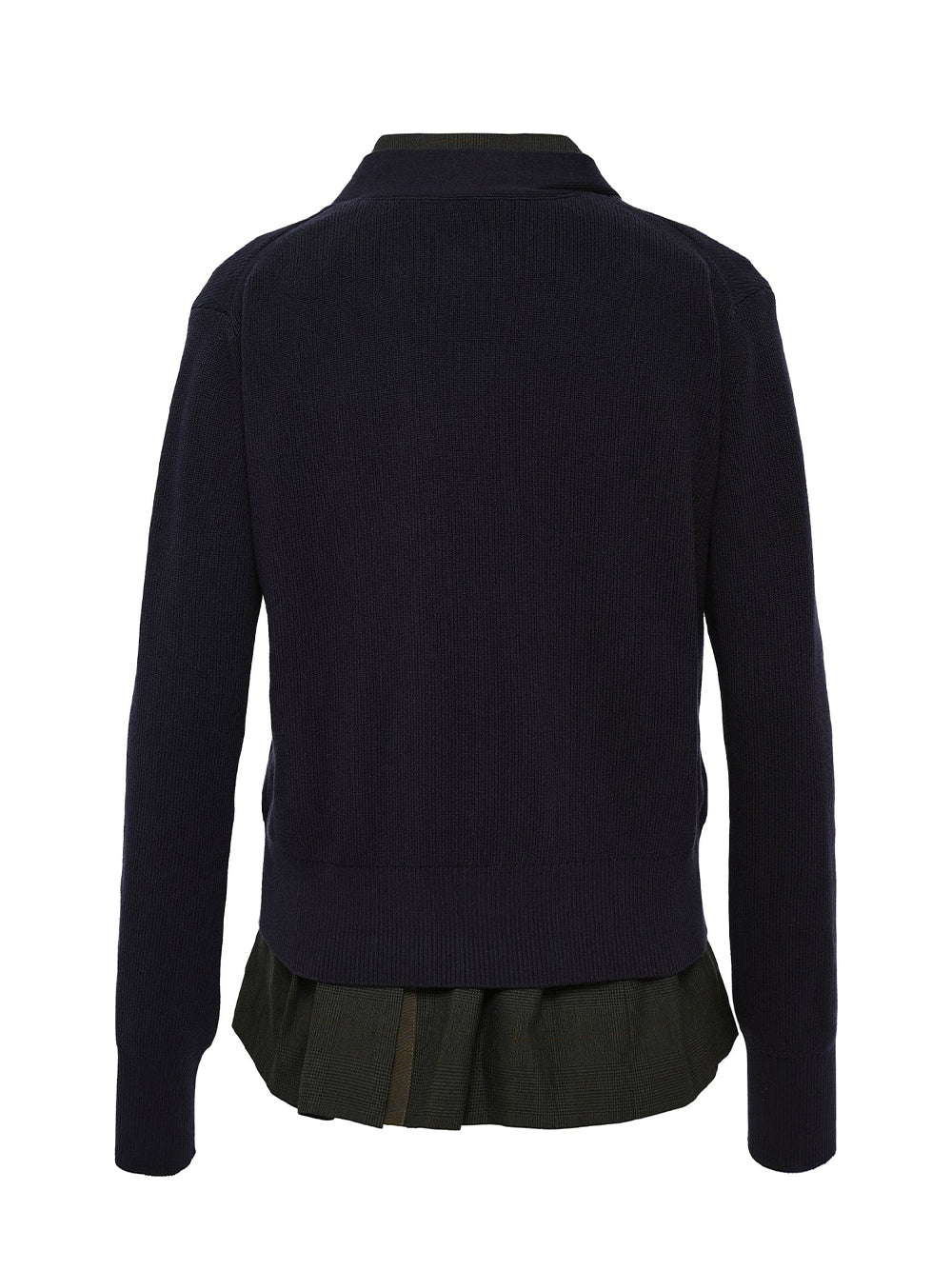 Glen Check X Knit Cardigan Navy X Khaki