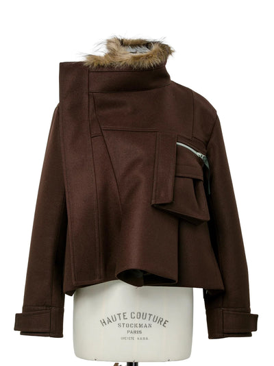 Wool Melton Blouson Brown