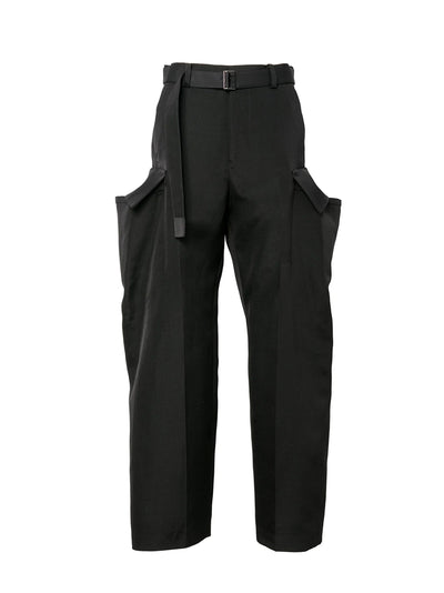 Double-Faced Silk Cotton Pants Black