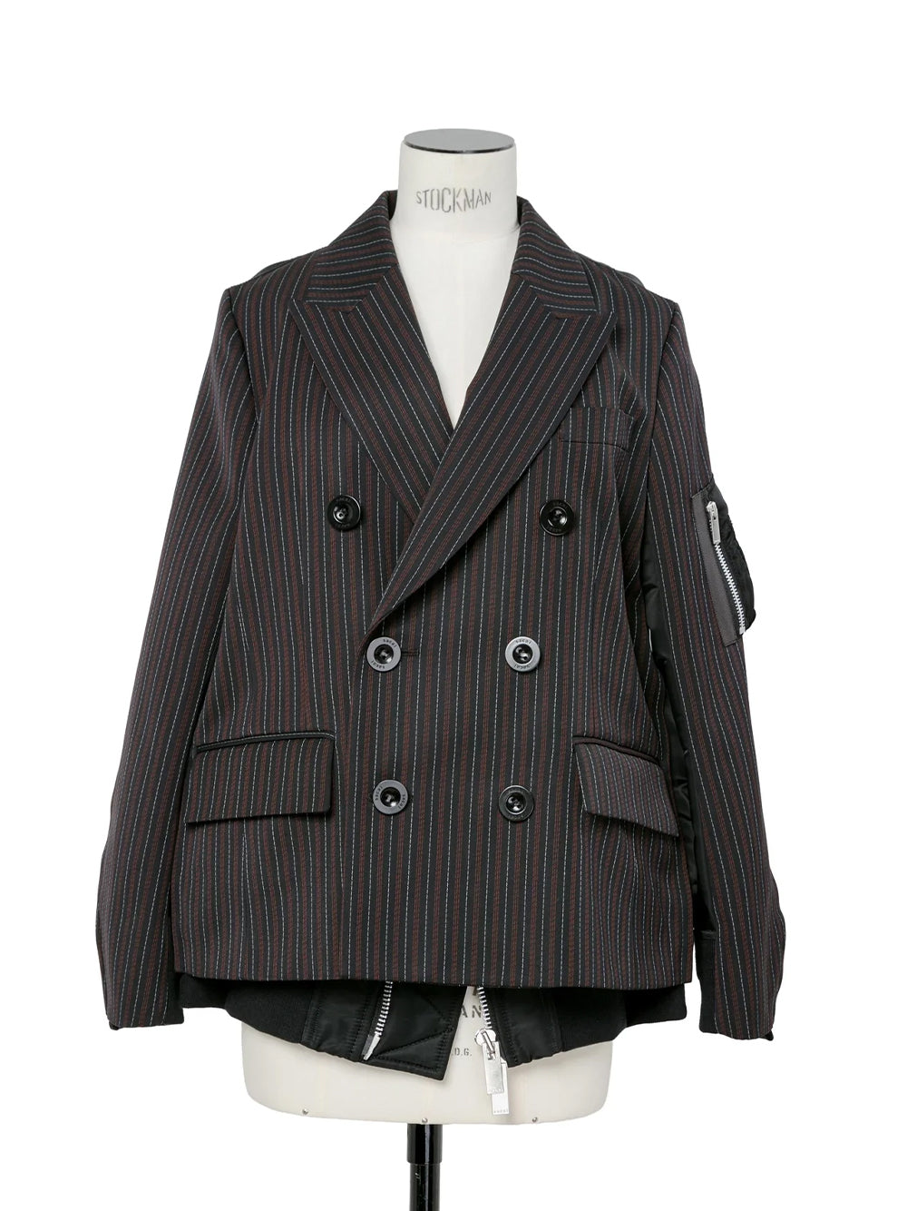 Stripe Doeskinxnylon Twill Jac Black