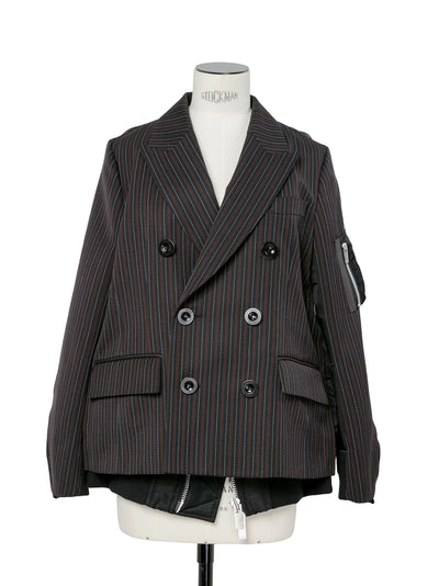 Stripe Doeskinxnylon Twill Jac Black