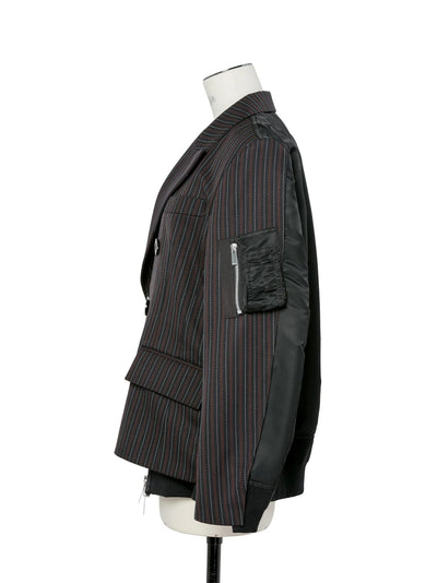 Stripe Doeskinxnylon Twill Jac Black