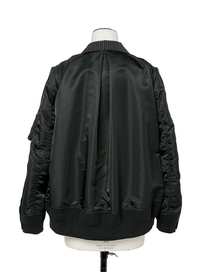 Stripe Doeskinxnylon Twill Jac Black