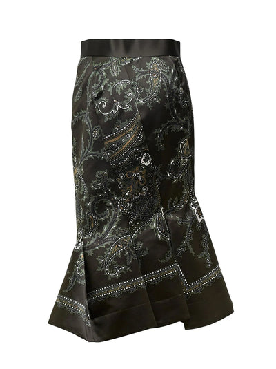 Paisley Print Skirt Khaki