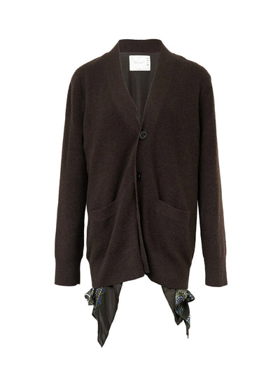 Paisley Print X Wool Knit Cardigan Brown×Khaki