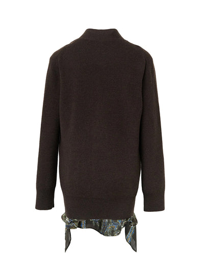 Paisley Print X Wool Knit Cardigan Brown×Khaki