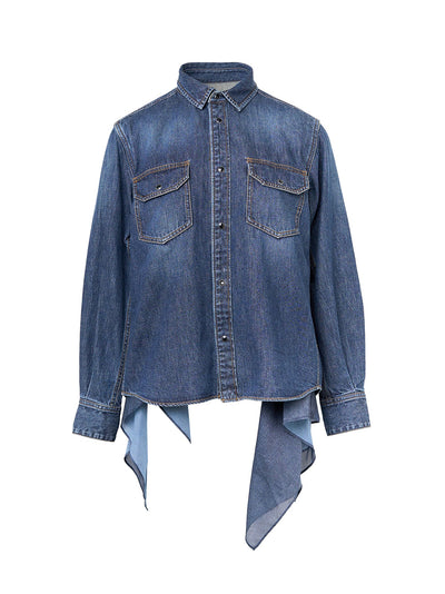 Denim X Satin Shirt Blue