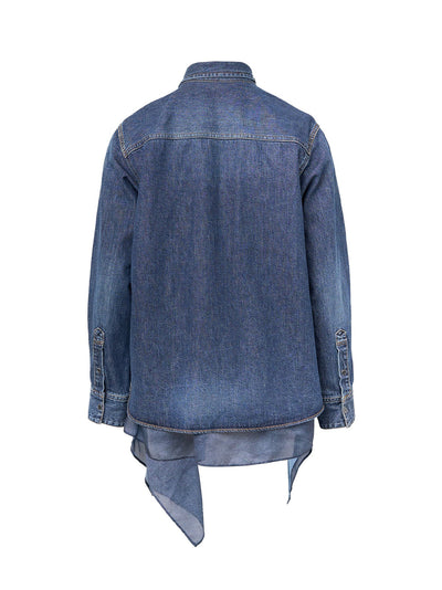 Denim X Satin Shirt Blue