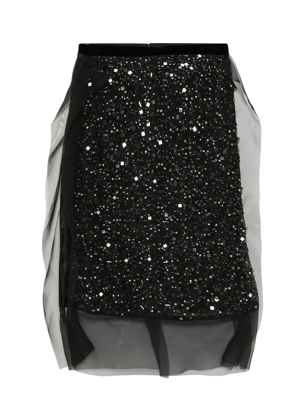 Sequin Embroidery Skirt Black