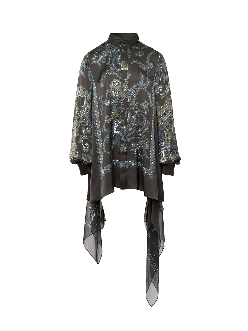 Paisley Print Satin Dress Khaki