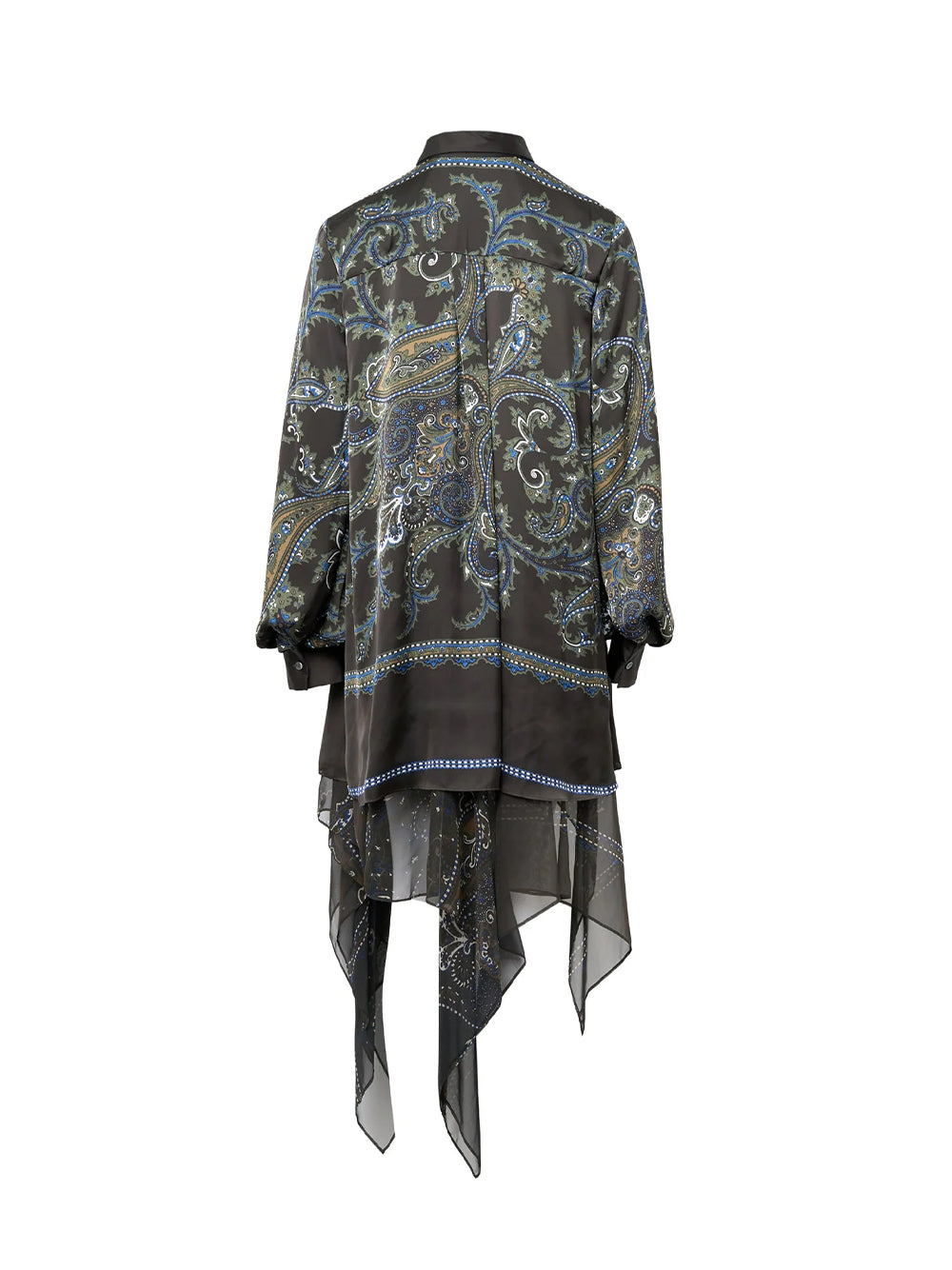 Paisley Print Satin Dress Khaki