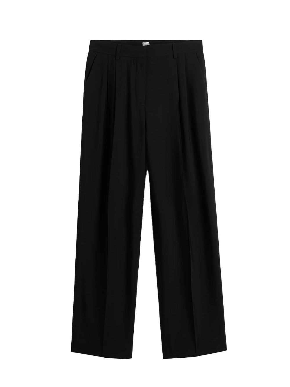 Double-pleat Straight Trousers Black