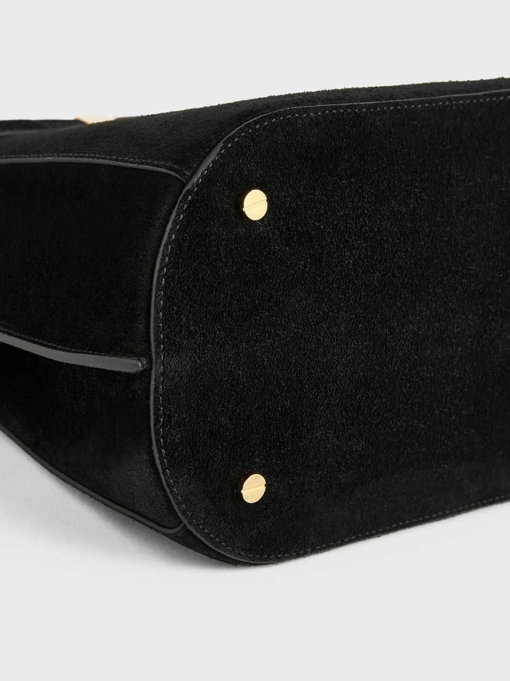 Belted Suede Bucket Bag Black