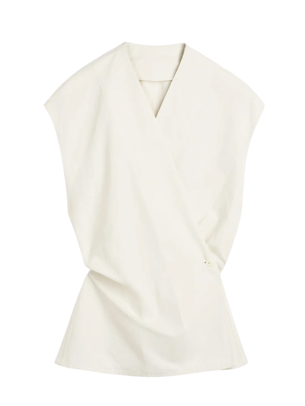 Short-Sleeve Wrap Blouse Off-White