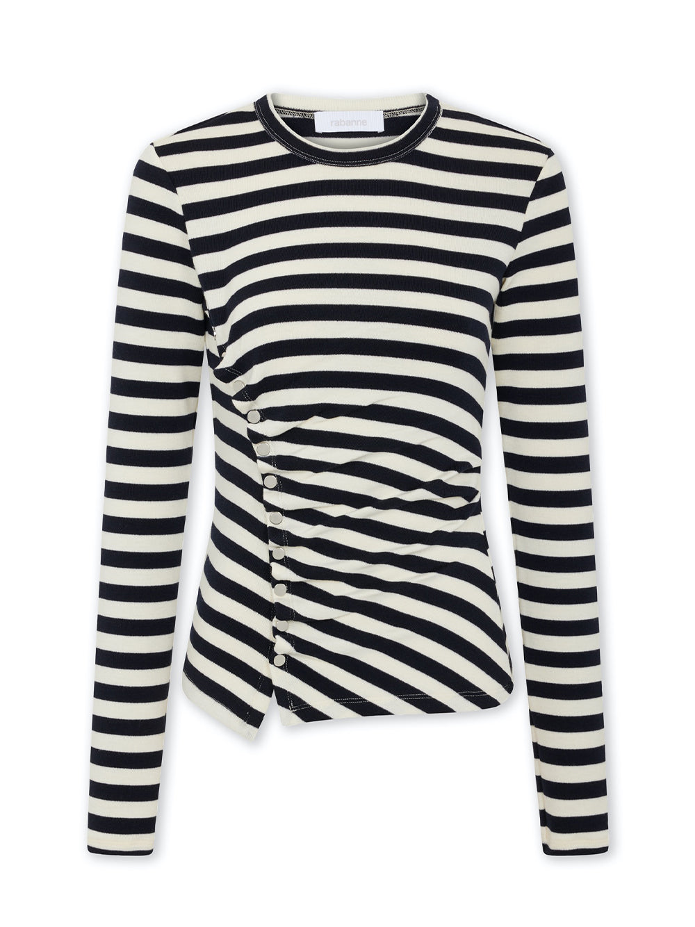 Striped Button Top (Navy/Cream)