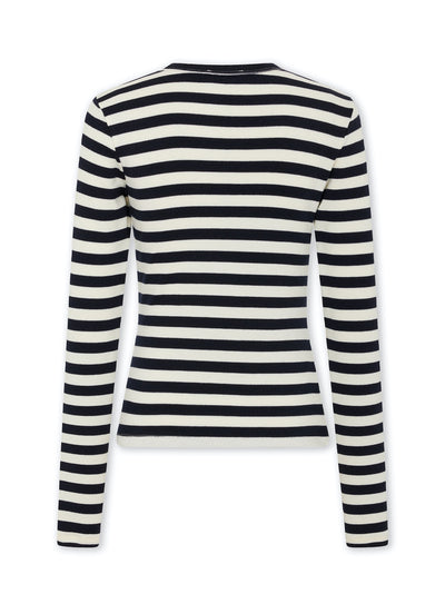 Striped Button Top (Navy/Cream)