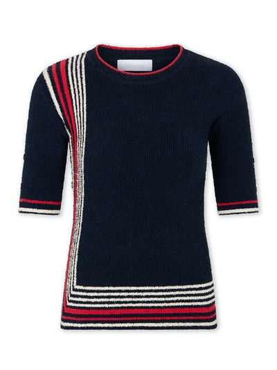 Terry Jersey Top (Ecru/Red/Navy)