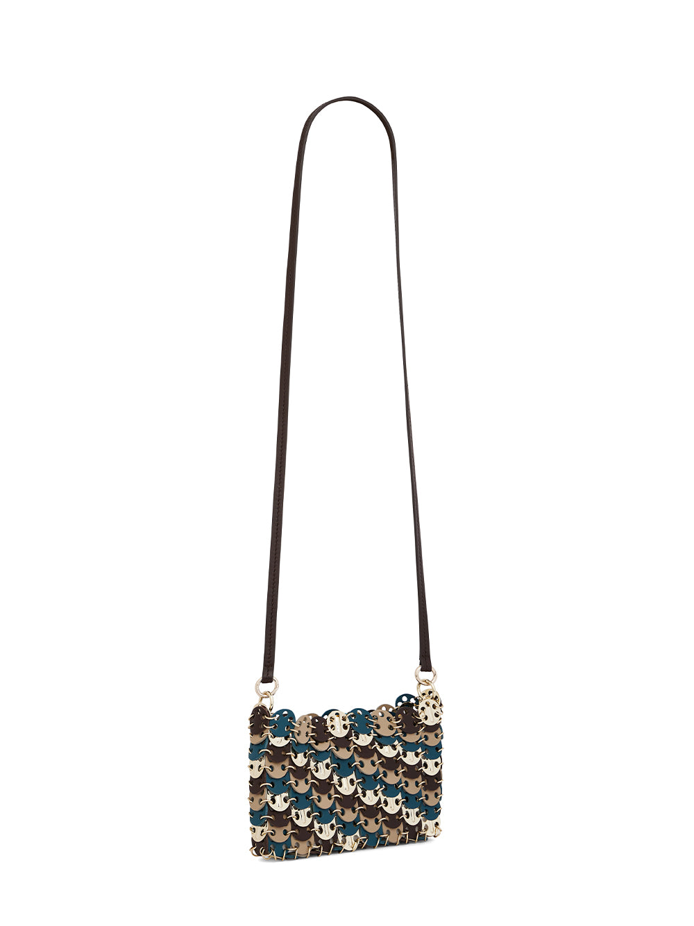 Sac A Main Cuir Mix Light Gold Blue Brown
