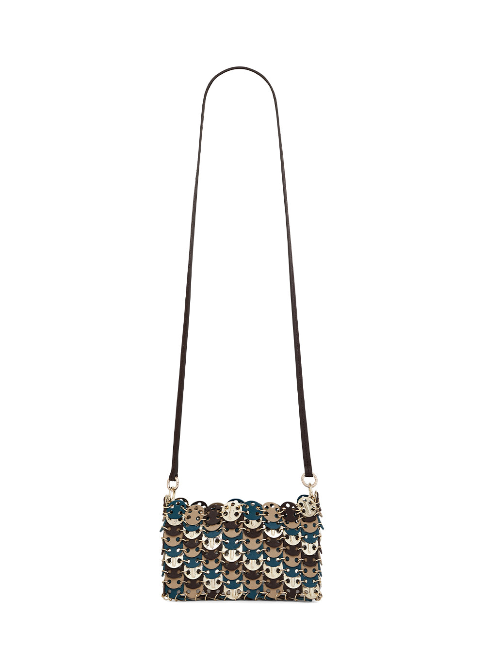 Sac A Main Cuir Mix Light Gold Blue Brown