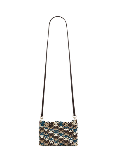 Sac A Main Cuir Mix Light Gold Blue Brown