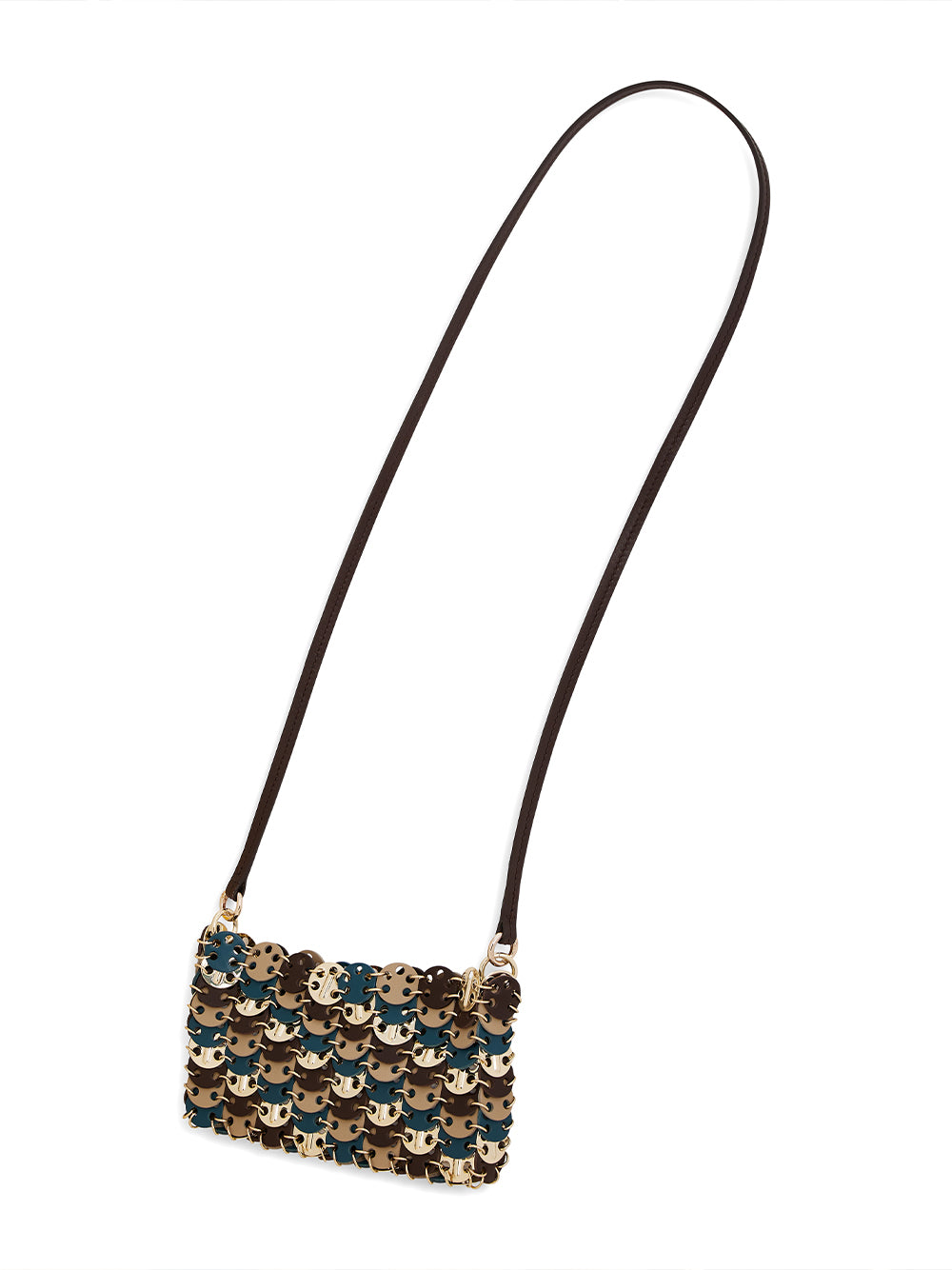Sac A Main Cuir Mix Light Gold Blue Brown