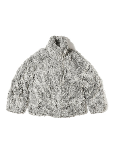 Sinister Mouth Faux Fur Jacket Grey