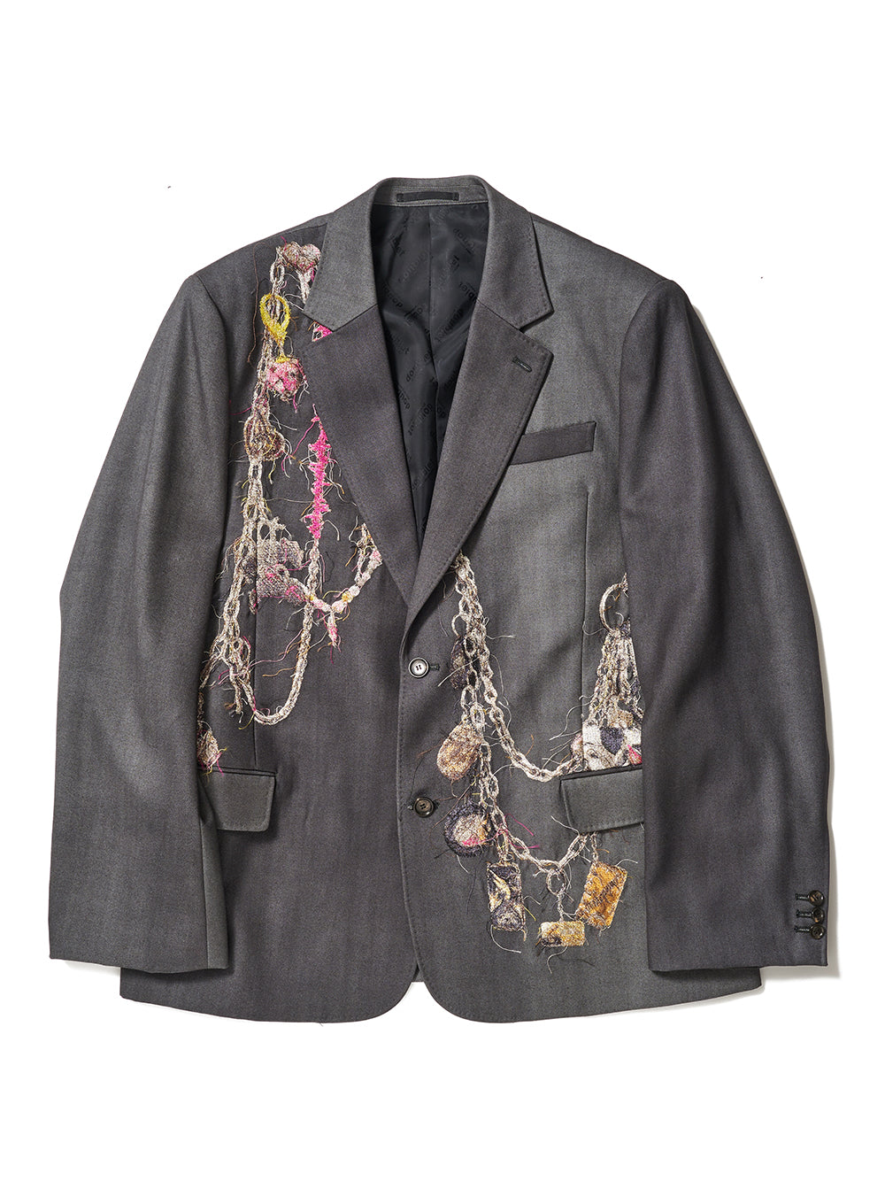 Embroidered Chain Tailored Jacket Chacoal