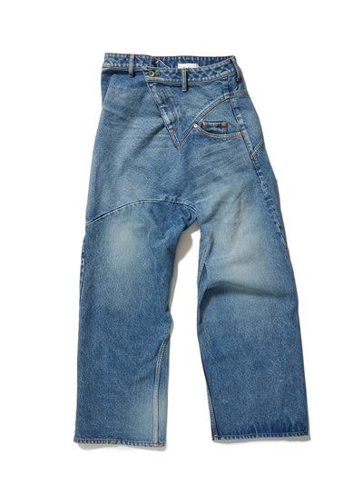 Distorted Cutting Denim Pants Indigo